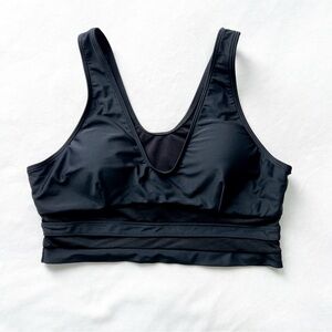 Black Bikini with Sheer Mesh Bands and Scoop Neckline - Medium